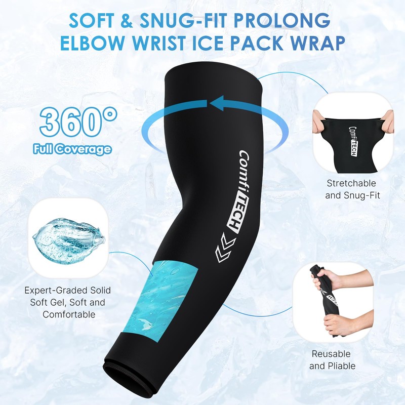 ComfiTECH Full Arm Ice Pack Wrap for Pitchers, Prolong Flexible