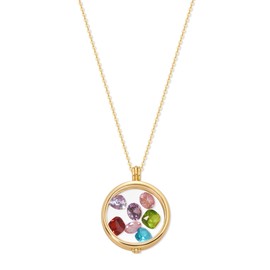 EVE'S ADDICTION Gold Custom Glass Birthstone Floating Locket, 16" - Gifts for Mom