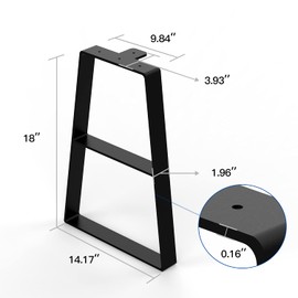 Orgerphy 18“ Black Trapezoid Metal Bench Legs (3PCS) | Heavy Duty Furniture Legs for Bench| Metal Table Legs| with Screws and Rubber Floor Protectors | Mid Century Modern Desk Legs Furniture Legs