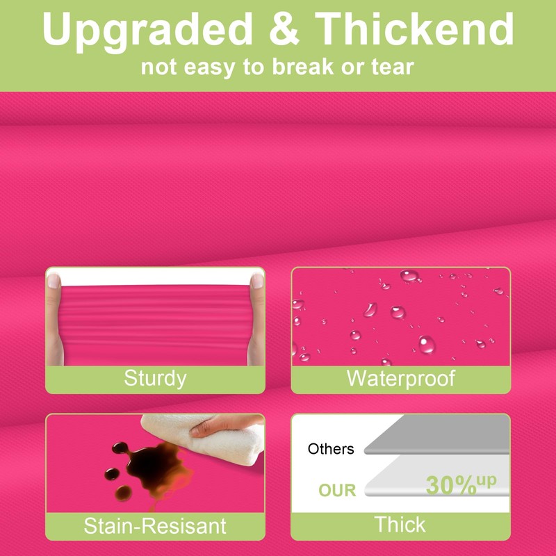 QIKSION Hot Pink Plastic Table Cloth Disposable 2 Pack, 54