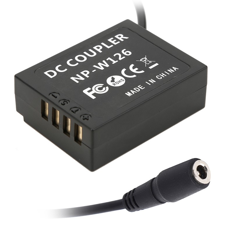 NP W126 Full Decoding Dummy Battery with DC Interface Straight