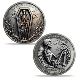 AtSKnSK Memento Mori Coin Momento Mori Coin Skull Coin Stoic Gifts Memento Mori Calendar Living Memento Mori Amor Fati Coin (You Only Live Once, Piece, 1)