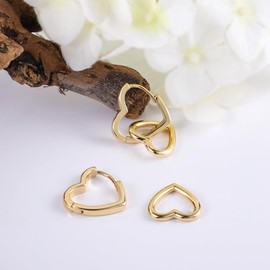 Gold Heart Earrings for Women, ALEXCRAFT 14k Goldplated Heart Dangle Drop Earring 925 Sterling Silver Double Hoop Earring Small Lightweight Elegant Gold Heart Cartilage Huggie Hoop Earring for Women