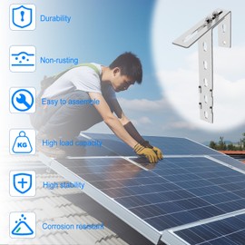 Set of 2 Adjustable Balcony Brackets for Solar Modules, Solar Balcony Power Station Bracket Balcony Hook Set, Solar Module Holder, Brackets for Square Balcony Terrain Solar Mounting No Drilling (2)