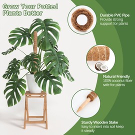 Joyhalo Moss Pole for Plants, 6 Pcs Moss Stick for Potted Plants, 15.7&12 Inch Plant Support for Climbing Plants Monstera, Plant Pole with 65 Feet Garden Twist Tie