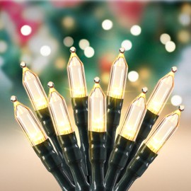 LED Christmas Mini Lights, 2 Pack 39 Feet 100 LED Clear Bulbs String Lights with 8 Light Modes, Connectable Fairy Lights Plug in for Outdoor Xmas Trees Garland Wreath Holiday Decorations, Warm White