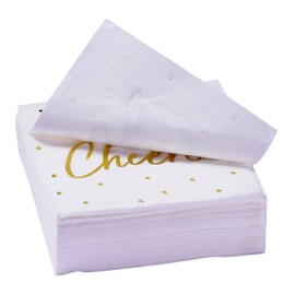 Paquete de 100 servilletas de cóctel, incluye 2 diseños, perfectas para bodas, cumpleaños, suministros de fiesta de Año Nuevo..