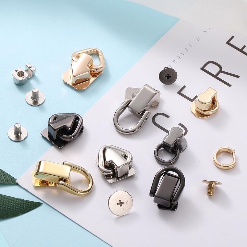 sourcing map Metal Ball Studs Rivets D Ring, 8 Pcs