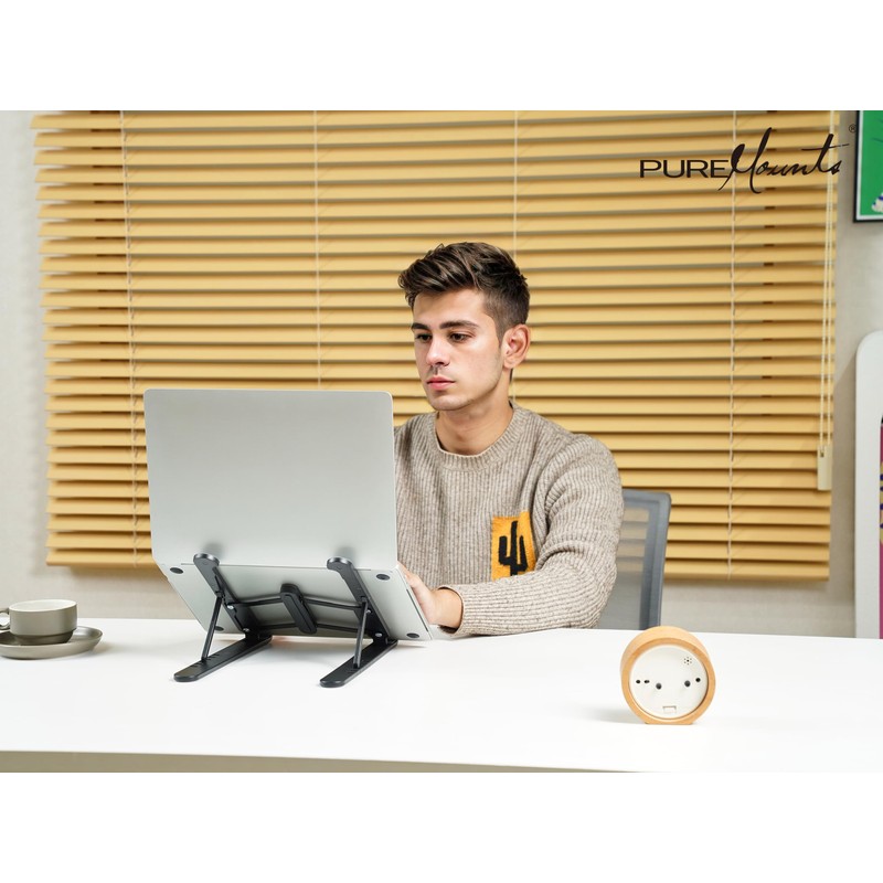 PureMounts Laptop Stand, Height Adjustable, Foldable & Ergonomic Notebook Holder