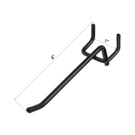 HARFINGTON 10pcs Pegboard Shelving Hooks 4" Stainless Steel Peg Board Display Hook Hanging Holders Wall Mount Organize Tools for Workbench Garage Kitchen Store, Black