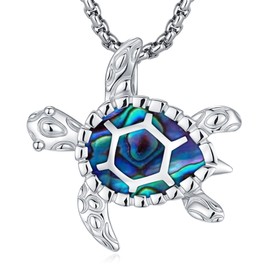 LOOVE Sterling Silver Turtle Necklace for Women Abalone Shell Ocean Animal Necklace Sea Turtle Gifts for Women