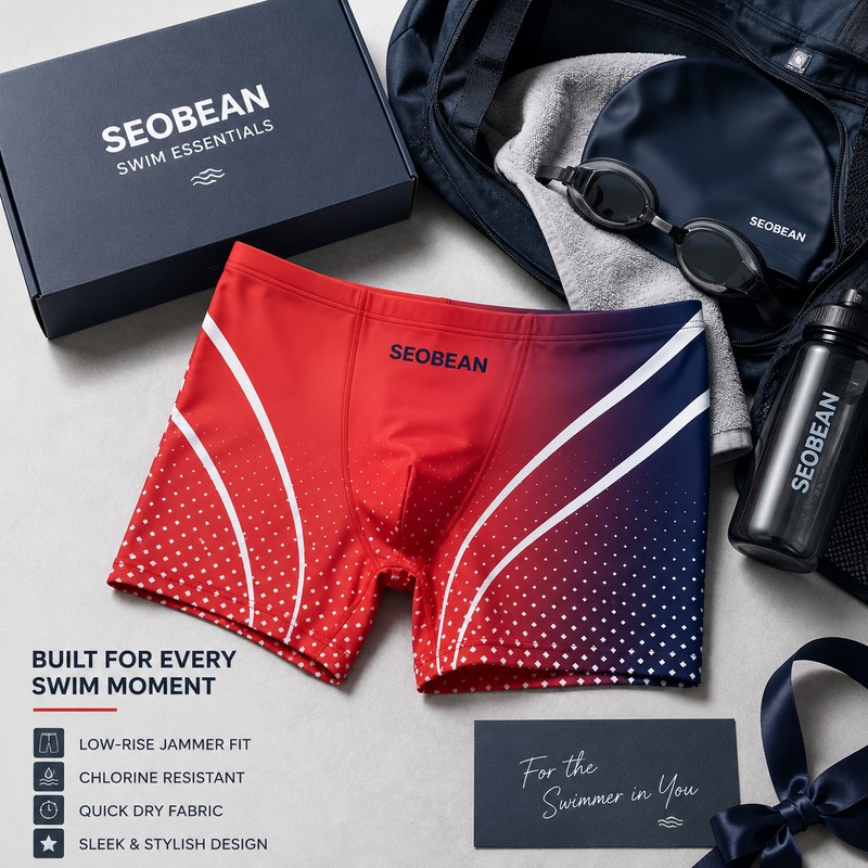 Men’s Low-Rise Swim Boxer for Training – Quick-Dry Vortex Gradient