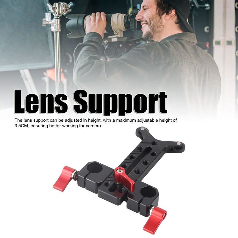 Long Lens Support Height Adjustable 15mm Rod Hole Aluminum Alloy