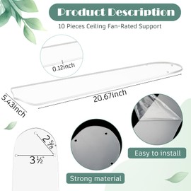 CroBlissful 10 Pcs 20-1/2'' Ceiling Fan Blades for 52" Clear Acrylic Ceiling Fan Blades Replacement Universal Substitution for Indoor Outdoor Replacement Use (Pointed Head)