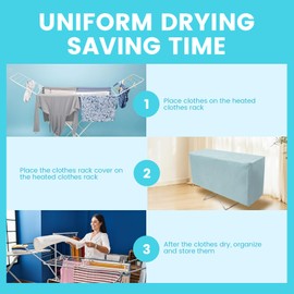 Heated Clothes Airer Drying Cover Electric Heated Folding Clothes Dryer Airer Cover for Saving Drying Time and Consumption(Grey)