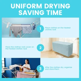 Heated Clothes Airer Drying Cover Electric Heated Folding Clothes Dryer Airer Cover for Saving Drying Time and Consumption(Grey)