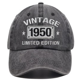 Vintage 1950 Limited Edition Hats for Men Women, 75th Birthday Decorations, 75 Year Old Adjustable Embroidered Baseball Cap Retirement Gifts Mom Dad