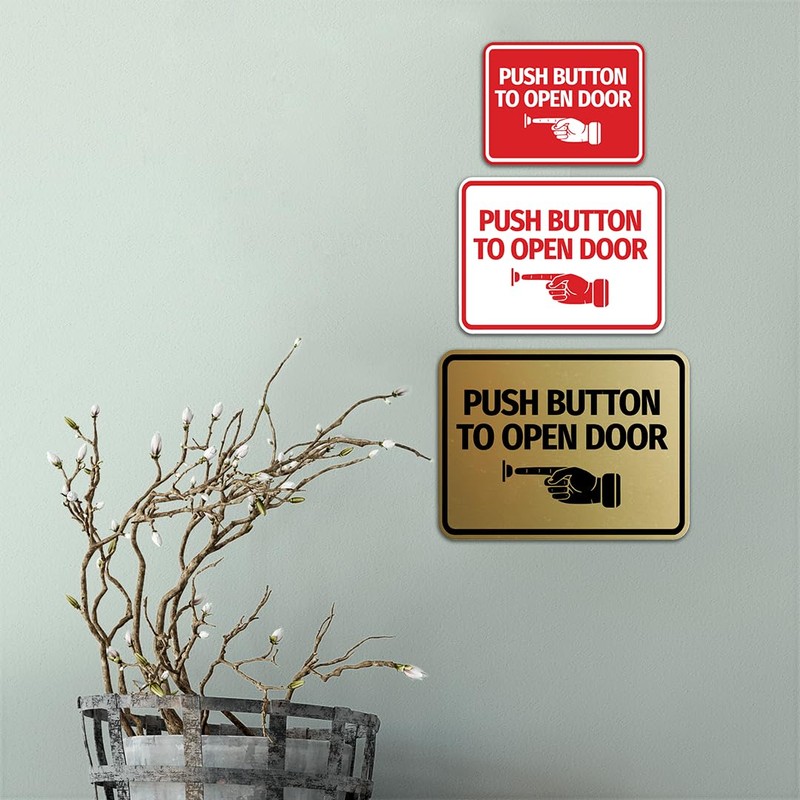 Signs ByLITA Classic Framed Push button to open door (finger