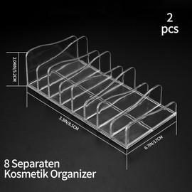 Cosmetic Organiser, Make-Up Pallet Holder, Storage Box with 8 Slots for Eyeshadow, Blush, Dressing Table, Washbasin, Pack of 2