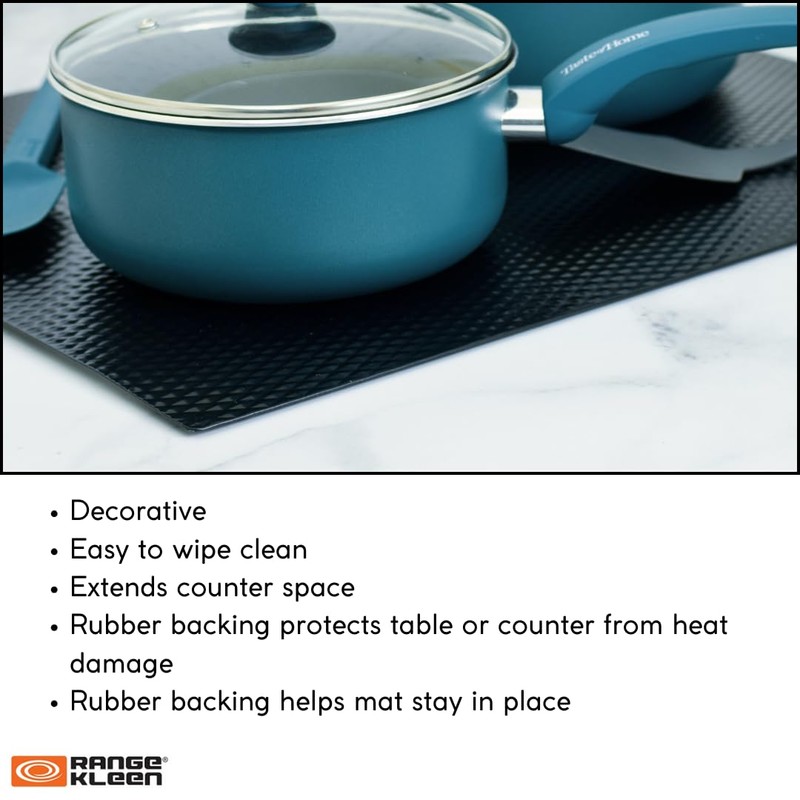 Black Matte Metal Counter/Table Protector Mat/Trivet by Range Kleen (14"X17")