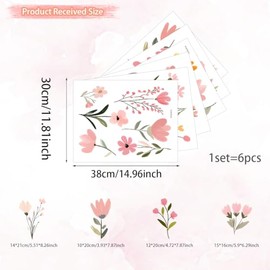 Flower Wall Decals，Boho Flower Wall Decals，Wildflower Sticker，Peel and Stick Floral Decor, Girls Bedroom Nursery Classroom Living Room, Spring Theme Decoration