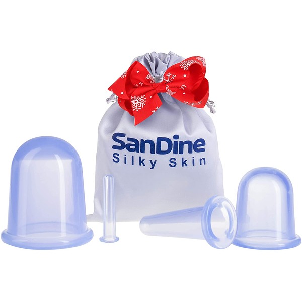 Body Cupping Therapy Sets - Sandine Face Cupping Set - Double Chin Reducer - Facial Cupping System - Silicone Massage Cups - Cupping for Cellulite Kit - Ideal to Shape your Cheeks and Chin by Sandine