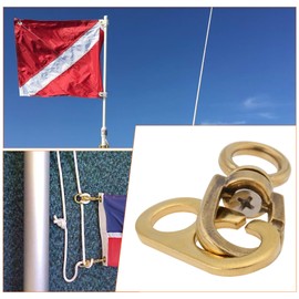 YINETTECH Pack of 2 Brass Boate Flagpole Swivels 77 mm Flagpole Accessories for Connecting Flags Flagpole Mounting Rings Clips Gold