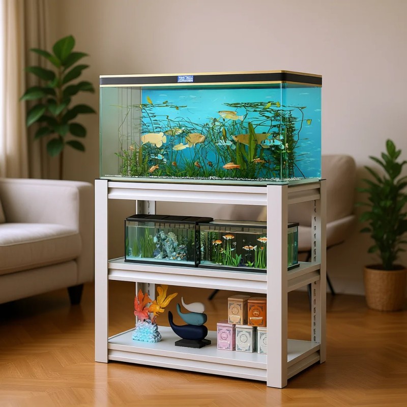 Aquarium Stand 3 Tier Metal Rectangular 20-30 Gallon Adjustable Fish