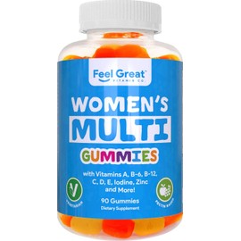 Multivitamin Gummy for Women by Feel Great Vitamin Co | Multi Chewable Gummy Supplement with Vitamin A, B-6, B-12, C, D, E, Biotin, Choline, Folic Acid, Zinc & More ● Supports Healthy Women Function,