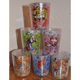 12 Ed Hardy Large Round Shot Glass SCENTED CANDLES tealight candle and holders