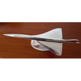 Inspirational Gifting Large Concorde ornament on stand - hand polished aluminium plane sculpture gift - 32cm long!