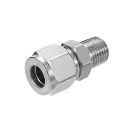 PATIKIL 1/4NPT x 10mm 304 Stainless Steel Compression Tube Fitting, Double Ferrules Compression Tube Fitting Straight Adapter Connect