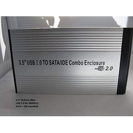 KesCom External USB Hard Drive Enclosure Metal 3.5 Inch (8.9 cm) USB 2.0 SATA and IDE Connection in Silver