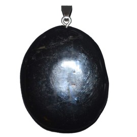 Black Tourmaline Schorl Necklace Pendant with Real Silver Eyelet Tumbled Stone Gemstone Pendant for Men and Women Protection Stone and Healing Stone Jewellery