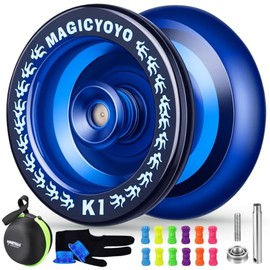 MAGICYOYO Responsive YoYo K1-Plus for Kids Beginners with Yoyo Sack + 12 Strings and Yo-Yo Glove Gift (Blue)