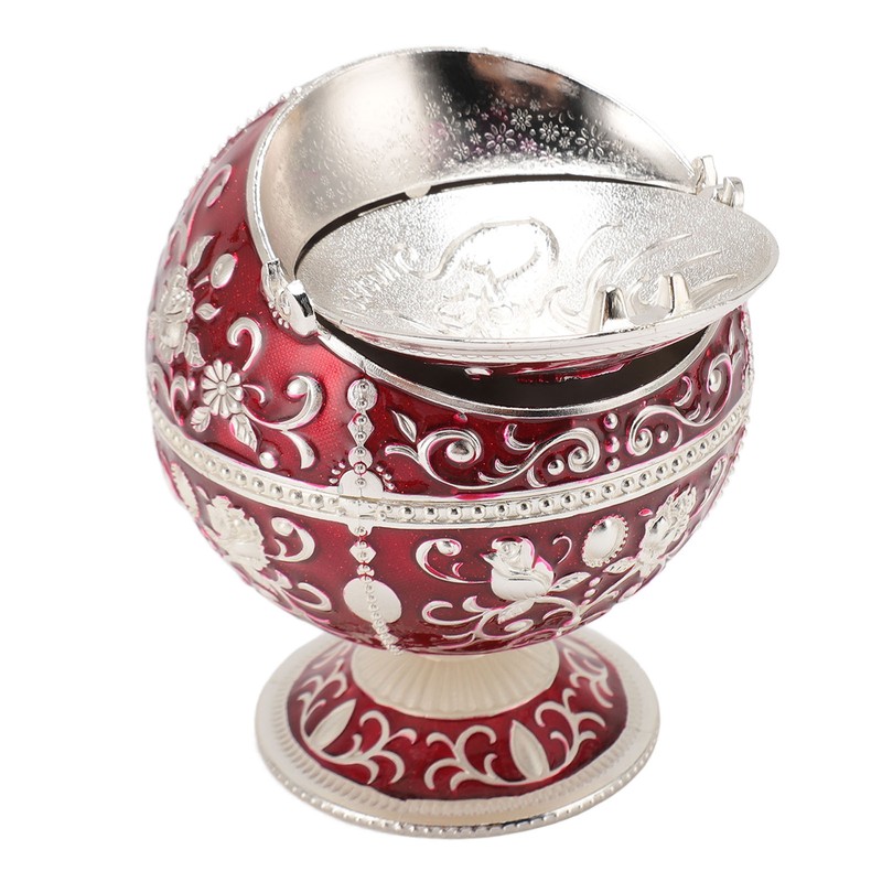 Ball Ashtray with Windproof Lid Retro Dragon Stereoscopic Relief Zinc