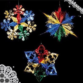 Set of 3 Christmas Hanging Embellishment, Christmas Decorative Balls, Ceiling Foil Bells, and Snowflake for Xmas Tree and Home decoration Ornaments