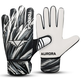 GRIPKNOX Goalkeeper Gloves – Strong Grip Soccer Gloves with Double Waist Protection & Anti-Slip Latex Palm – Comfortable for Kids, Youth and Adults for Football Training & Match Play (White, 4)