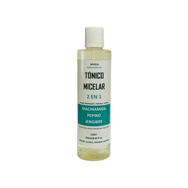 Agua micelar tónica, 2 en 1,Natural 250ml, Niacinamida, Pepino y Jengibre Limpia y tonifica, Tónico facial y agua micelar. Libre de parabenos, siliconas.