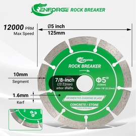 Cenforge 5 inch Segmented Diamond Blade, Diamond Cutting Wheel for Angle Grinder Stone, Diamond Blade for Angle Grinder, 5" Stone Blade for Cutting Concrete Granite Masonry Brick (3-Pack)