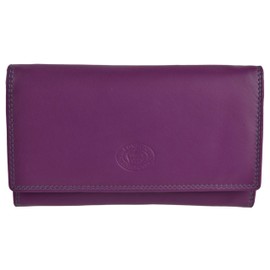 London Leather Goods Ladies Long Flap Over Leather Purse/Wallet 4 Colours (Sunset)