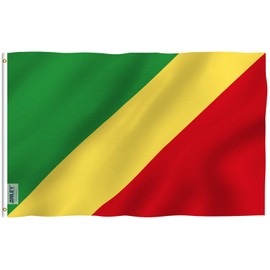 Anley Fly Breeze 3x5 Feet Republic of the Congo Flag - Vivid Color and Fade Proof - Canvas Header and Double Stitched - Congo Flags Polyester with Brass Grommets 3 X 5 Ft
