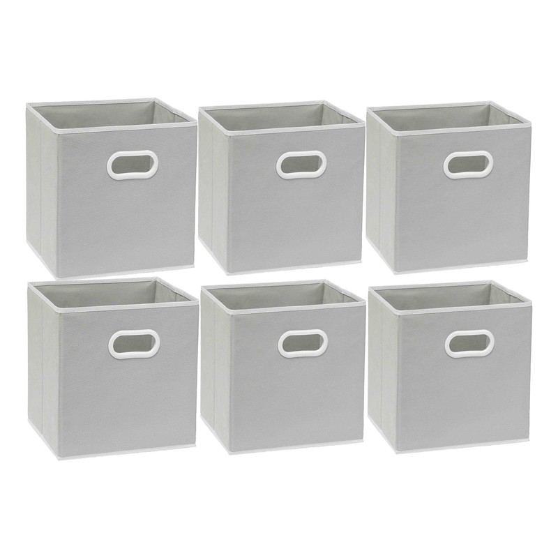 Simple Houseware Foldable Cube Storage Bins with Handles, 11-Inch, Gray,