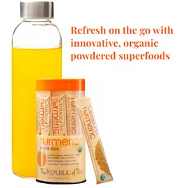 The Republic of Tea Organic Turmeric Single Sips, 50 Single Servings of Instant Turmeric Tea