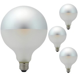 Diodesy- Half Silver Bowl LED Light Bulb G40 Dimmable 6.5W (40W Equivalent) E26 Medium Base 2700K Warm White 450 Lumen Decorative Frosted Dipped Globe Shape for Bathroom Vanity Mirror Pack of 4
