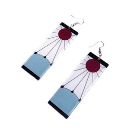 Kingfir Tanjiro Earrings Tanjiro Ear Hook Tanjiro Cosplay Double-sided Sun Pattern Acrylic Earring