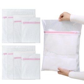 8PCS Mesh Laundry Bags, 4 Sizes Upgraded Zippered Mesh Laundry Bag for Delicates, Wash Bags for Delicates for Washing Machines Suitable for Delicate Clothing Bras Socks Bedding Curtains Pet Blankets