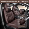 TIEHESYT Mature Brown Car Seat Covers, Breathable Faux Leather, Universal