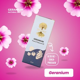 Roots & Above Pure Geranium Essential Oil 0.33 Oz - Cold-Pressed Lightweight Natural Oils for Face, Skin, Hair, Nails, Massage, Self-Care, Soap & Candle Making and DIY Uses