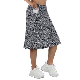beroy Women Athletic Skirts Mid Length,Women Casual Skirt with 3 Pockets(XXXLBlack White)